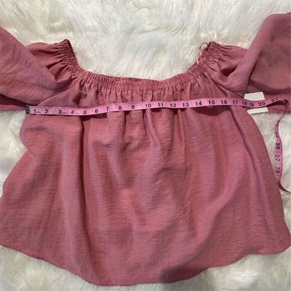 Top Shop Women's Off Shoulder Crop Top Pink Balloon Sleeve Size 8 - Picture 5 of 9